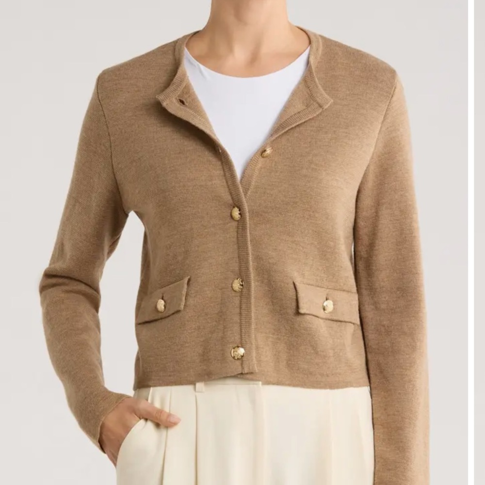 Bruno Magli Merino Wool Crop Cardigan